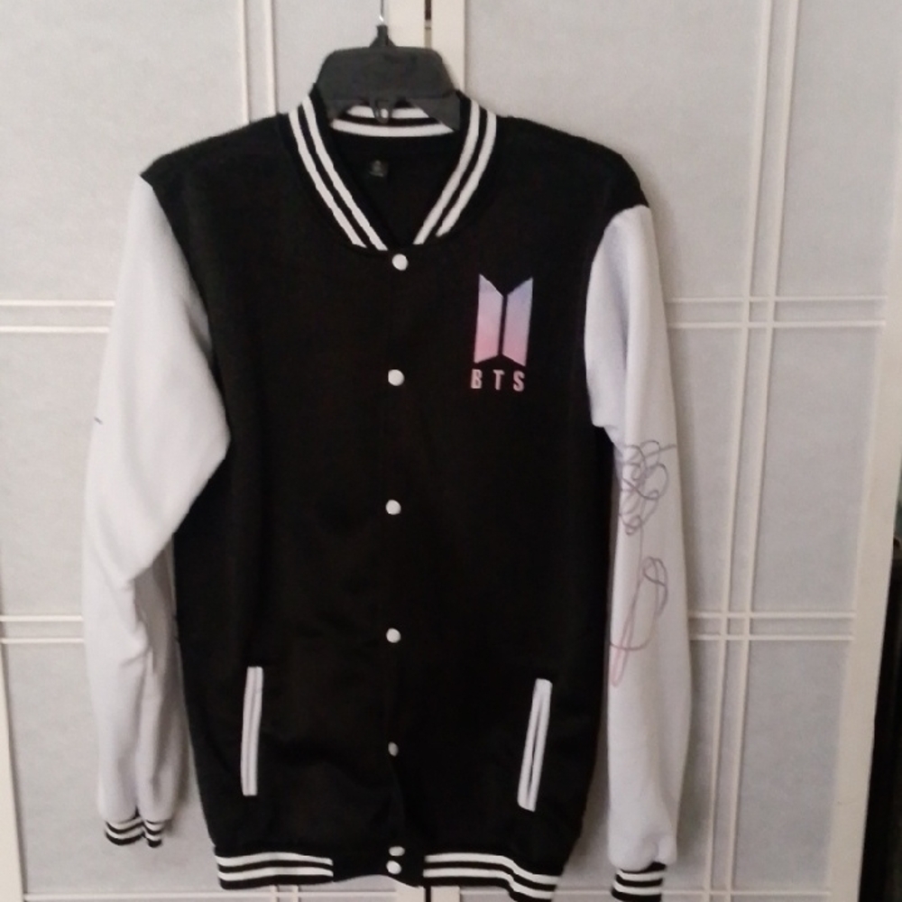 Black and White BTS Varsity Jacket